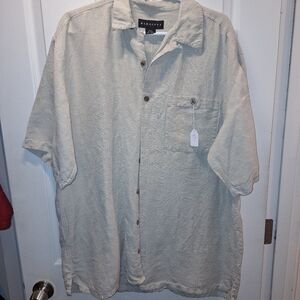 Baracuda Mens 100% Silk Cream Button Up Shirt XL